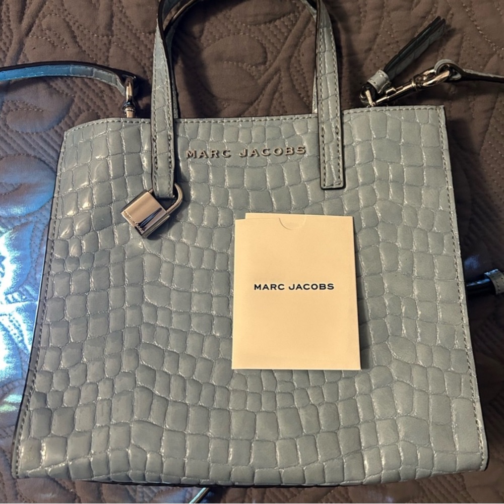 Marc Jacobs Blue Croc-Embossed Tote